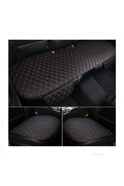 Tegin Honda Crv 5 2017 Ve Sonrası Ön Ve Arka Takım Koltuk Minderi Kılıf Siyah Siyah Deri Turuncu Dikişli