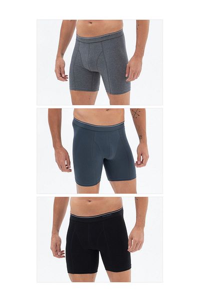 Blackspade Ανδρικό Μαύρο 3 Πακέτο Tender Cotton Atramelage Atracite Long Leg Boxer 9683.