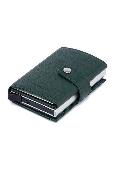 Tergan Unisex Green Leather Credit Card Holder - 00263ı5t