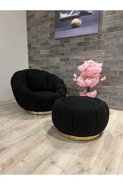 ERİZA Icon Berjer Ve Puf (BUKLE 42) Siyah, Kasa Gold