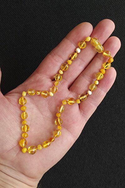 Vip Kehribar Certified Milk Lemon Combination Amber Necklace Baby Teeth Neckl...