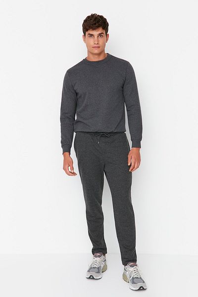 Trendyol Collection Anthracite Regular/Normal Cut Open Leg Thick Basic Sweatpants TMNSS20EA0070