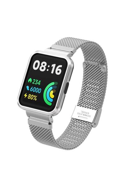 Fibaks حافظة معدنية مطرزة بشبكة معدنية متوافقة مع Xiaomi Mi Watch Lite 2 وحزا...