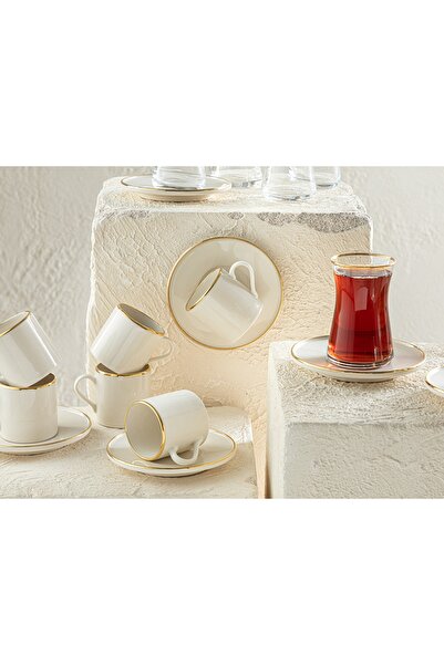 English Home Novia Porselen 6 Kişilik 18 Parça Çay-kahve Takımı 80-160 Ml Gold