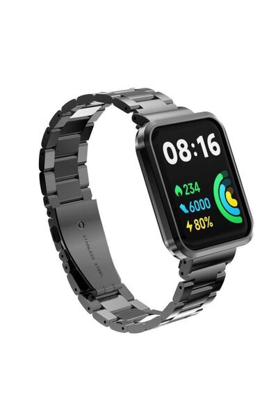 Fibaks حزام لساعة Xiaomi Redmi Watch 2 Lite مصنوع من الفولاذ المقاوم للصدأ مع ربط معدني