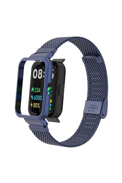 Fibaks حزام حبل لساعة Xiaomi Redmi Watch 2 Lite متوافق مع حافظة معدنية مطرزة بمشبك مع واقي