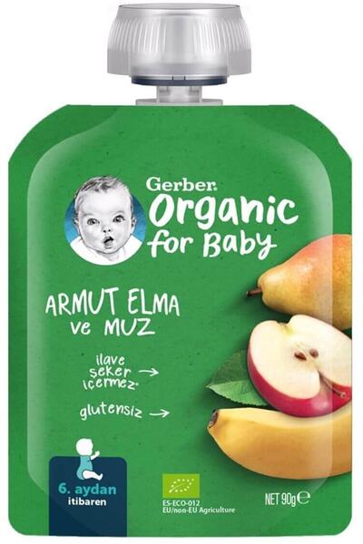 GERBER Organik Elmalı Muzlu Armut Püresi 90 G