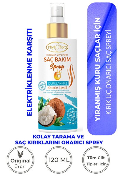Phytoflora Yıpranmış Kuru Saçlar Için Kolay Tarama Spreyi & Kırık Uç Onarıcı Saç Bakım Spreyi 120 Ml