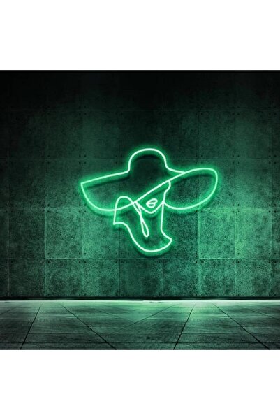 SMİLE CONCEPT Şapkalı Kadın- Neon Led Dekoratif Duvar Yazısı Aydınlatması Gec...