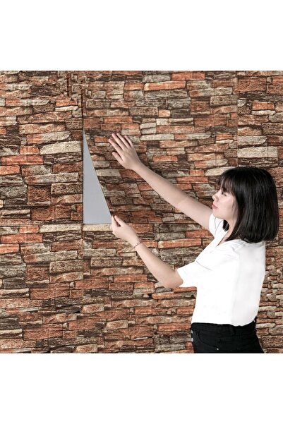 Renkli Duvarlar Nw47 Koyu 3d Taş Kendinden Yapışkanlı 3d Dekoratif Duvar Paneli