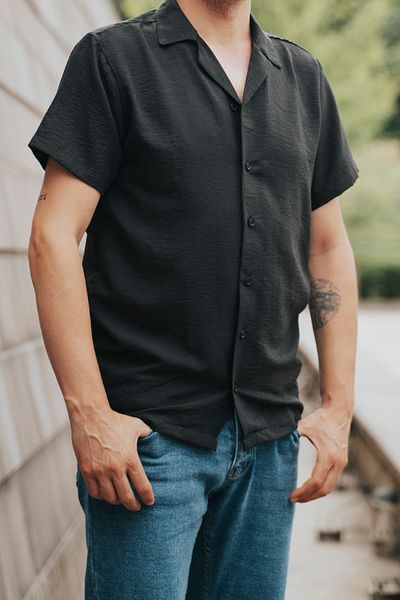 bombe Men's Shirt Short Sleeve Ayrobin Black