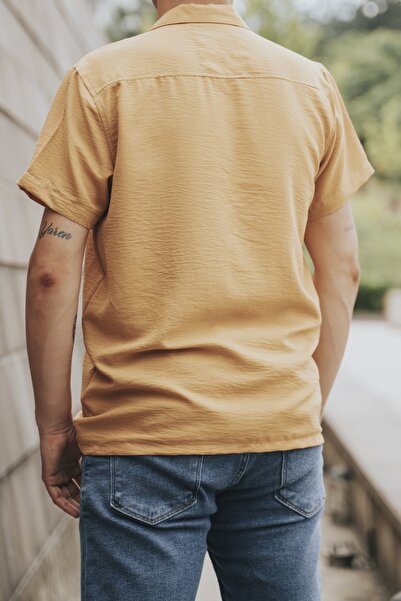 bombe Erkek Gömlek Kısa Kollu Ayrobin Hardal
