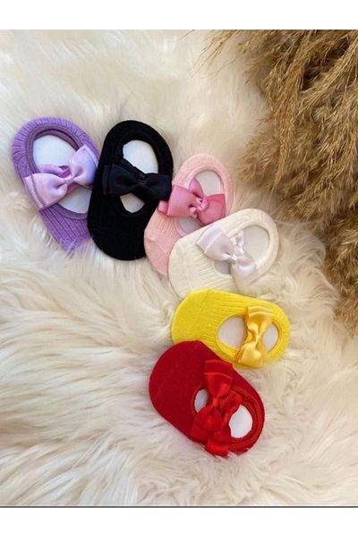 ESES BEBE 6 Pack Girls Colorful Bow Ballerina Socks 1-3 Years