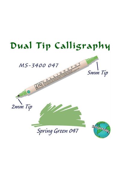 Zig Calligraphy Double Ended Calligraphy Pen 2 Mm + 5 Mm 047 Spring Green