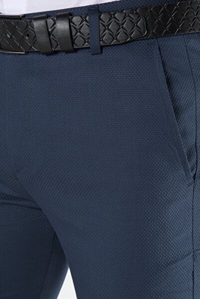 Terapi Men Erkek Lacivert Slim Fit Italyan Kesim Keten Pantolon