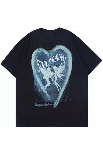 Köstebek Mood Aesthetic Angel Girls Μαύρο μπλουζάκι Unisex