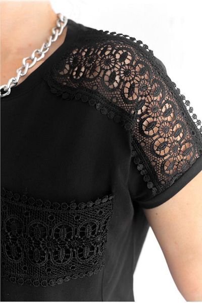 FEMELLE Tricou de damă cu gât turnat din dantelă cu design nou sezon