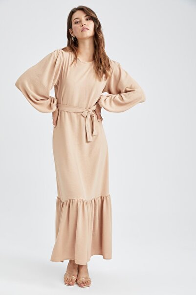 DeFacto Bavlněné šaty s dlouhým rukávem Regular Fit