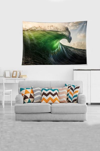 on the clouds Πολύχρωμο μοτίβο Ocean Wave Αδιάβροχο βελούδινο ύφασμα κάλυμμα τοίχου Ταπετσαρία τοίχου