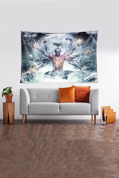 on the clouds Multicolored Yoga Master Stain-Resistant Velvet Fabric Wall Covering