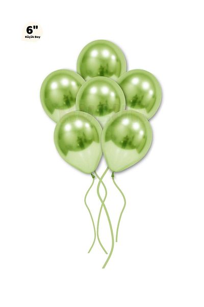 Huzur Party Store Small Mini Size Green Color 50 Pieces Chrome Balloon 15cm Shiny Party Safari Animals Birthday Balloon