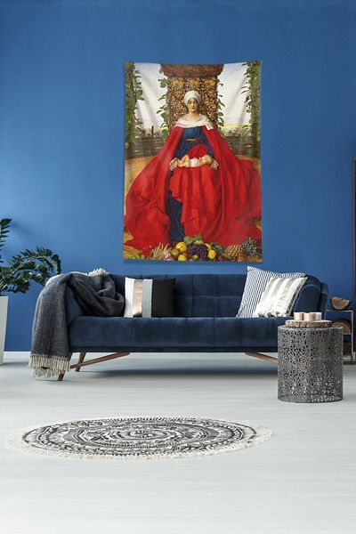 on the clouds Red Mother And Baby Stain Resistant Velvet Fabric Wall Cloth Wall Carpet Tapestry