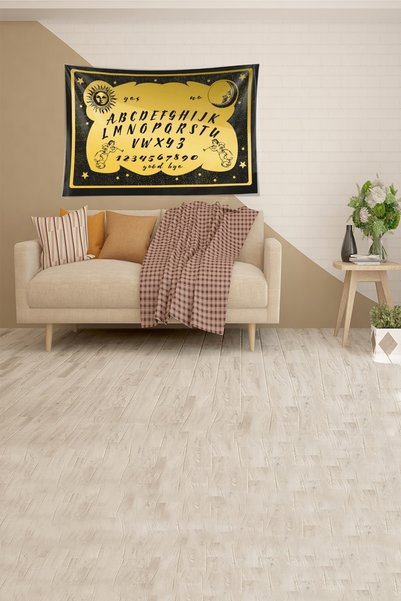 Latibule Yellow Spirit Calling Board Ouija Patterned Stain Resistant Velvet F...