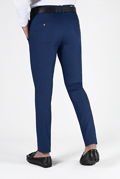 Terapi Men Erkek Slim Fit Petekli Italyan Kesim Keten Pantolon 21k-2200420-6 Sax