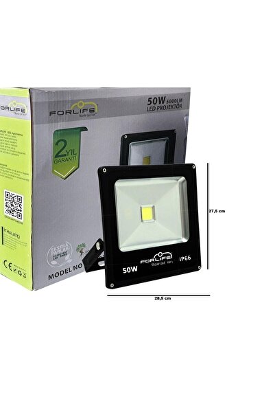 DLS 50w Günışığı Rengi Led Projektör Park Bahçe Çevre Site Bina Tabela Dış Mekan Led Lamba Ledli Projek