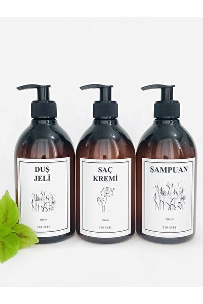 Dem Home Amber Renk Cam Görünümlü Plastik Banyo Düzenleyici Şampuan-saç Kremi...