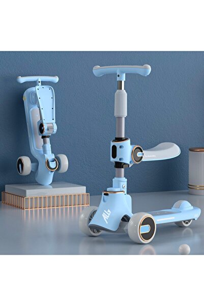 Ally Ayarlanabilir Yükseklik 3 Tekerlekli Çocuk Scooterı Katlanabilir Kaykay Mavi