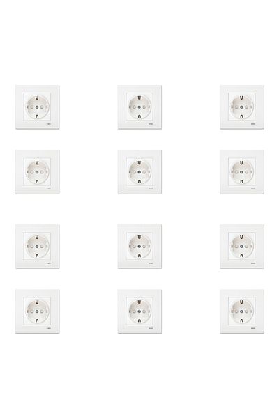 Tamer Elektrik Viko Karre White Child Proof Grounded Socket Frame Included 12 Pieces90967042