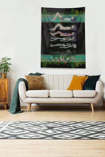 on the clouds Multi-Colored Girl Mixing with Nature Stain-Proof Velvet Fabric Wall Cloth Wall Carpet Tapestry