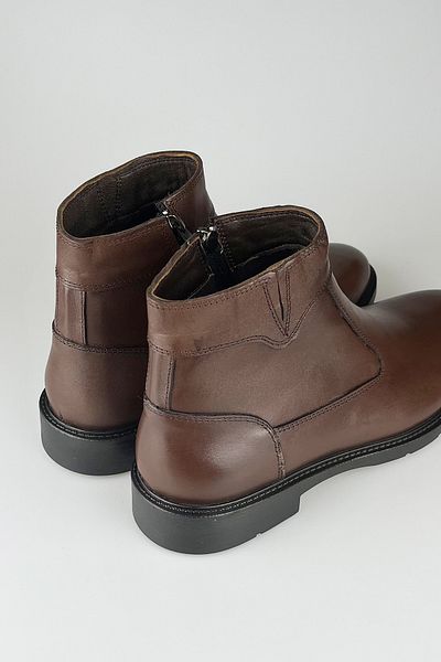LUSIVE Genuine Leather Brown Men's Zippered Casual Winter Boots Luass22al0016