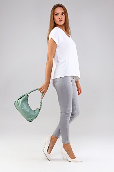 Morpelikan Mint Green Knitted Detailed Women's Shoulder Bag