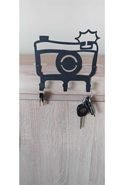 metaltablo Metal Siyah Fotoğraf Makinası Dekoratif Anahtar Askısı, Askılık, A...