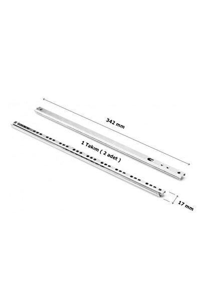 EYM Bilyalı Teleskopik Çekmece Rayı 17 Mm X 342 Mm 1 Takım