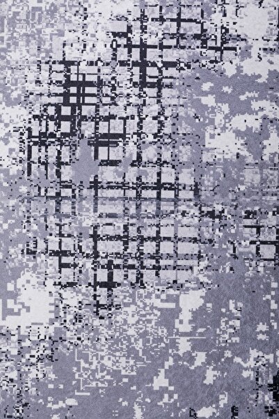 Dijidekor Digital Gray Black Double Bath Mat Toilet Set 8881