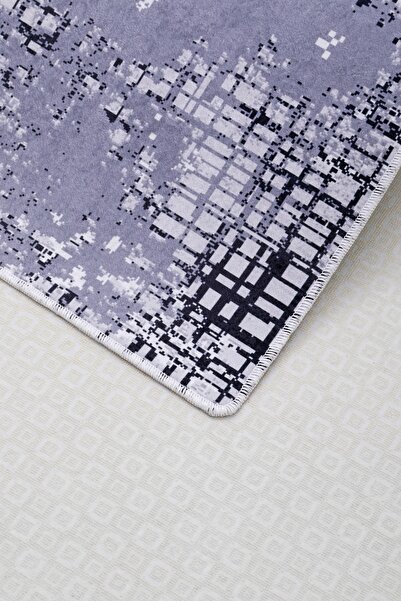 Dijidekor Digital Gray Black Double Bath Mat Toilet Set 8881