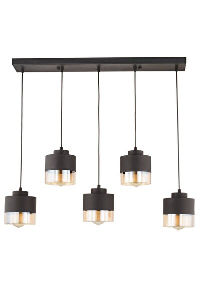 LampaLuce Rico Modern Tasarım Sarkıt Sıralı Avize 5'li Siyah