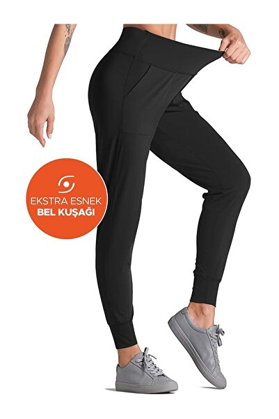 Winmoda34 Γυναικεία μαύρα ψηλόμεση Jogger Sweatpants Joggers
