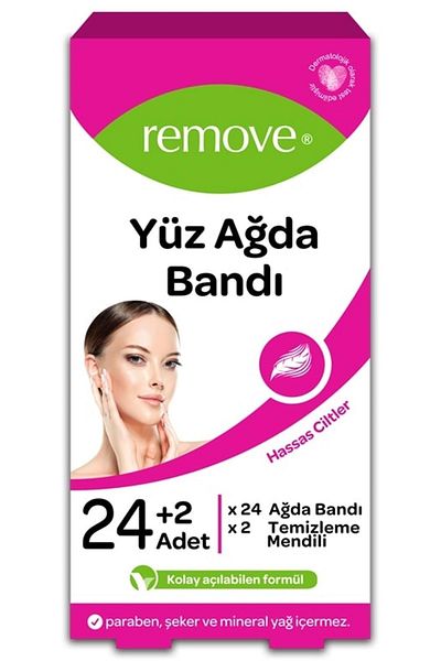 remove مجموعة من 24 شريطًا شمعيًا للوجه للبشرة الحساسة