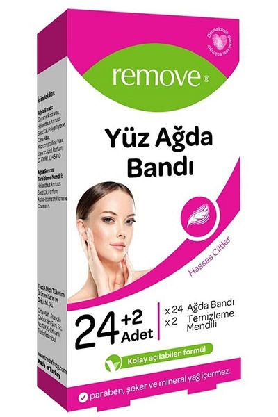 remove مجموعة من 24 شريطًا شمعيًا للوجه للبشرة الحساسة