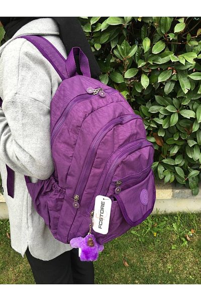 DUOMİNO Fcstore Crinkle Fabric Водоустойчива Голяма Лилава Клинкер Раница/лаптоп Училищна Чанта за Пътуване