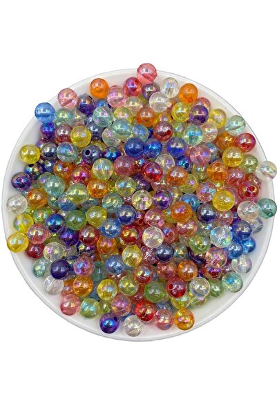 Hedef Bijuteri 8mm Şefaf Karışık Renkli Janjanlı Akrilik Boncuk,parlak Takı, ...