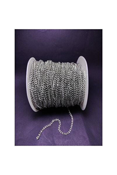 Caglar Accessories (10 Metre) Metre Gümüş Renk Metal Metrelik Zincir Takı Mal...