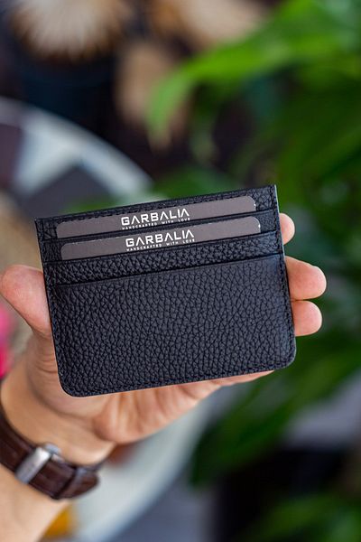Garbalia Cape Genuine Leather Classic Thin Unisex Black Card Holder