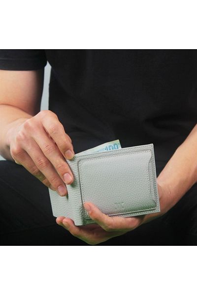 My Valice Men's Genuine Leather Wallet and Card Holder 1815 Light Gray