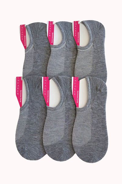 Ollero Women's Seamless Bamboo Sneaker Booties Socks 6 Pairs Gray