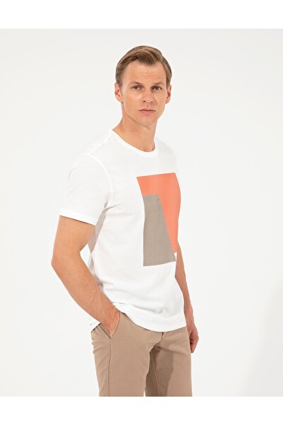 Pierre Cardin Μπλουζάκι Ecru Slim Fit Crew Neck